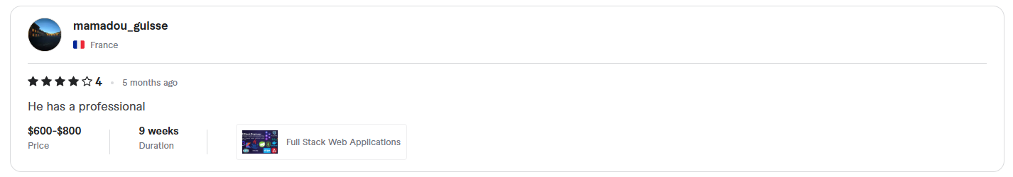 Fiverr review from mamadou_guisse