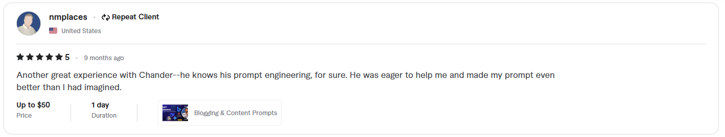 Fiverr review from nmplaces